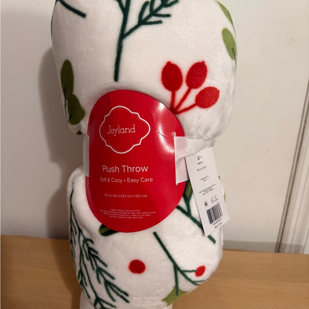 White and Red Holiday Blanket Festive Design